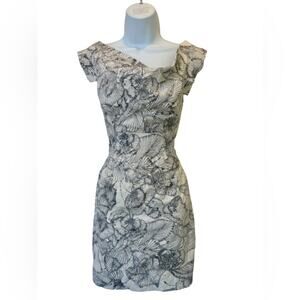 Black Halo Jackie O Sheath Dress Floral Textured Size O